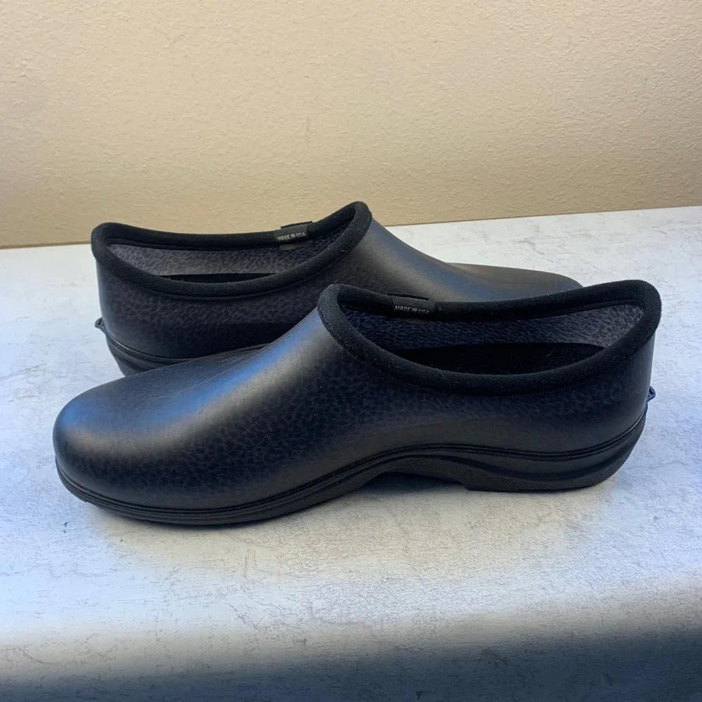 Sloggers Men 12 Garden Shoes Black Textured Waterproof Rubber Slip On Rain Clogs